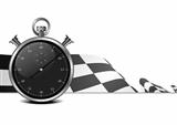 racing flag with stop watch