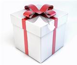 3d Shiny Decorative Gift, Present Box - Package isolated on whit