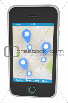 Smartphone with navigation map