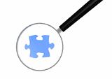Missing puzzle under magnifying glass