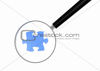 Missing puzzle under magnifying glass