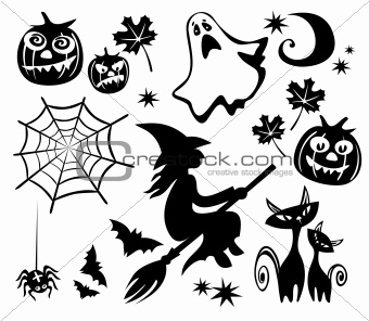 halloween symbols set