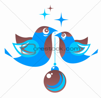 birds and christmas ball