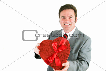 Businessman with Valentine Candy Heart