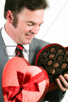 Man Gets Chocolate for Valentines Day