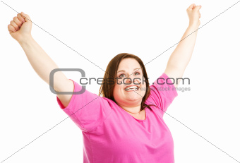 Overweight Woman is Overjoyed