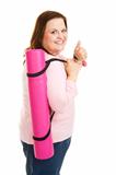 Perky Plus Sized Woman with Yoga Mat