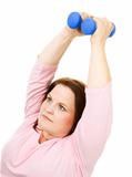 Plus Size Woman Using Hand Weights