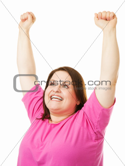 Woman Rasing Arms in Celebration