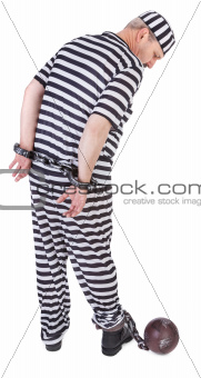 prisoner on white - view from behind