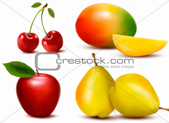 Group of fresh colorful fruit. Vector. 