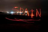 Spain Written With Red Torch Light.
