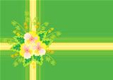 Abstract flowers with ribbon and background