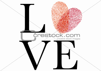love with red fingerprint heart, vector