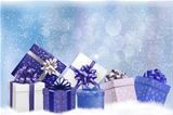 Christmas background with gift boxes and snowflakes. Vector illustration. 