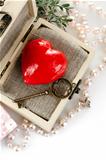 red heart with key in box