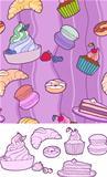 Sweets on pink background
