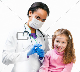 Doctor doing vaccine injection to a child