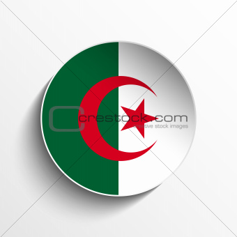 Algeria Flag Paper Circle Shadow Button