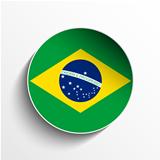 Brazil Flag Paper Circle Shadow Button