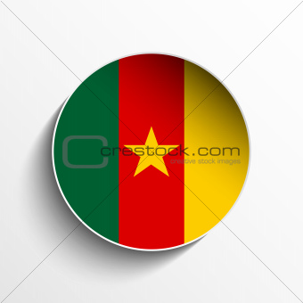 Cameroon Flag Paper Circle Shadow Button
