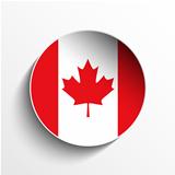 Canada Flag Paper Circle Shadow Button
