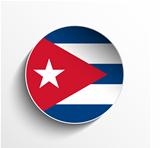 Cuba Flag Paper Circle Shadow Button