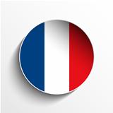 France Flag Paper Circle Shadow Button
