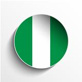 Nigeria Flag Paper Circle Shadow Button