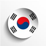 South Korea Flag Paper Circle Shadow Button
