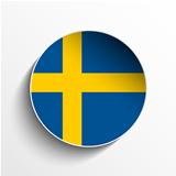 Sweden Flag Paper Circle Shadow Button