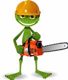 Frog with a chainsaw