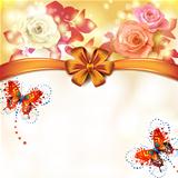 Background roses with butterflies