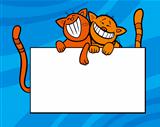 cartoon cats with board or card