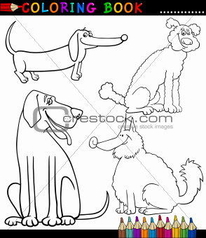 Cartoon Dogs or Puppies Coloring Page