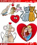 valentine cartoon illustration love set