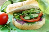 vegetarian burger with vegetables and green salad