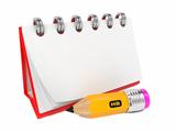 Open Blank Desktop Notebook  with Pencil.