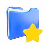 Blue Folder with Yellow Star. on White.