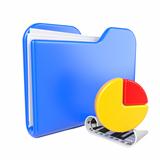 Blue Folder with Infograph Icon.