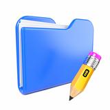 Blue Folder with Yellow Pencil.