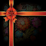 abstract background with gift ribbon and floral ornament