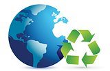 recycling symbol with an earth globe