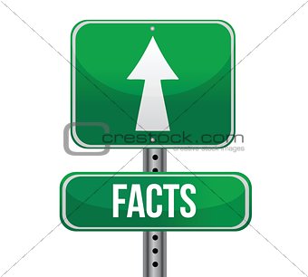 Facts, Just Ahead Green Road Sign