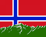 Mountains with flag of Norway