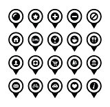 Map location markers, pointers vector icons set