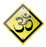 om yellow road sign