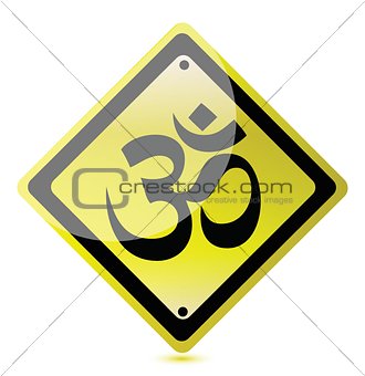 om yellow road sign