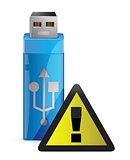 Vector USB Flash drive with WARNING sign