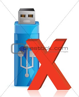 USB Flash Drive with BREAKDOWN sign.